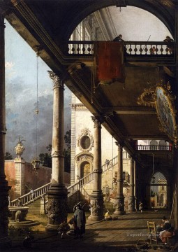 Canaletto Painting - perspective view with portico Canaletto